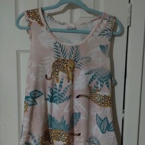 LuLaRoe cute leopard tropical palm tank top size 2x plus NEW